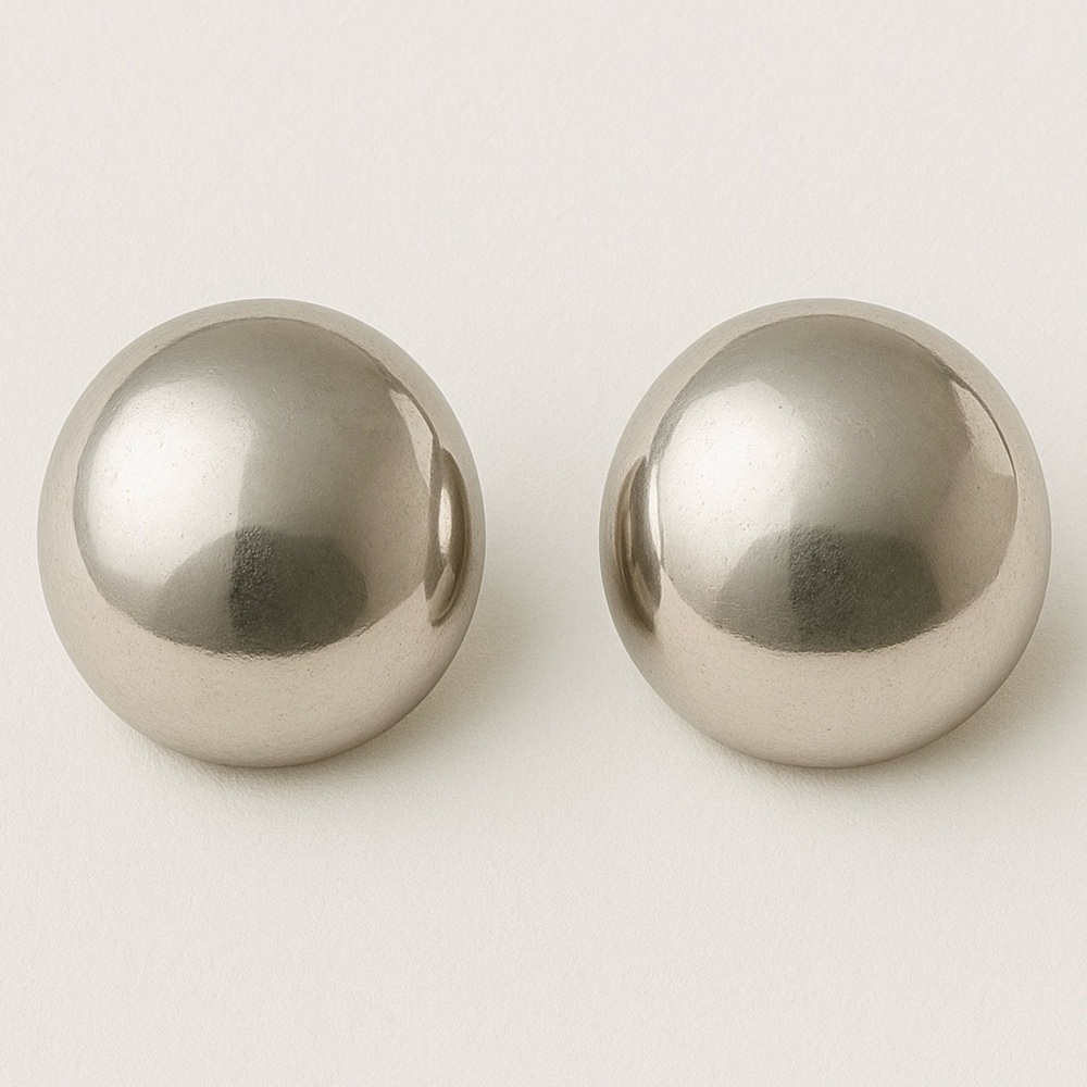 Silver Tone Dome Earrings